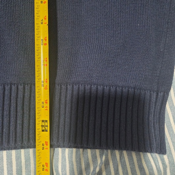 Eddie Bauer Mens Navy Blue Cotton Shawl Collar Button Pullover Sweater Size L - Picture 7 of 8